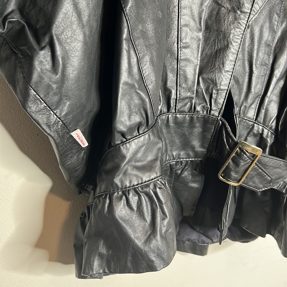 Le Fauve Leather Biker Jacket w/ Adjustable Waist Belt - Size L - Picture 7 of 7